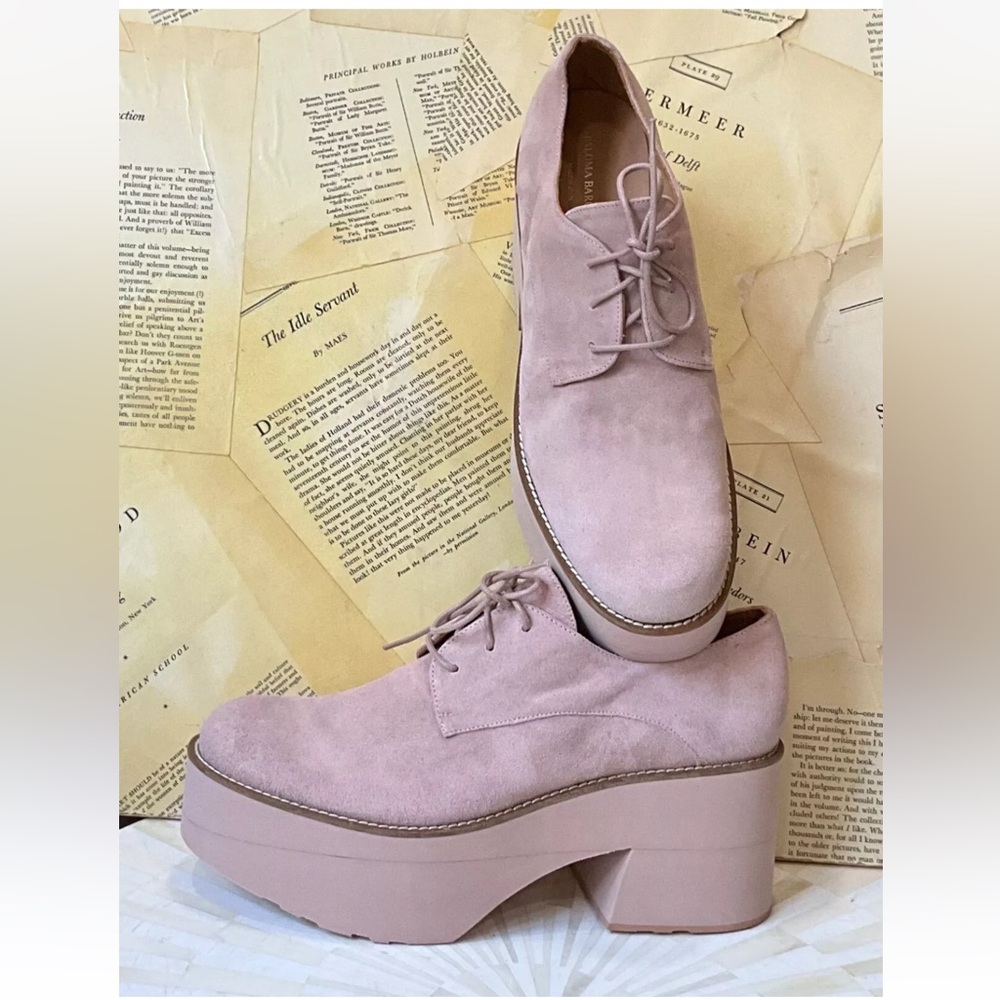 Free People Barcelo Paloma Platform Shoe Suede Blush Beige Rubber Sole